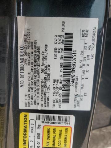 3FA6P0HD9ER207514 Ford FUSION SE