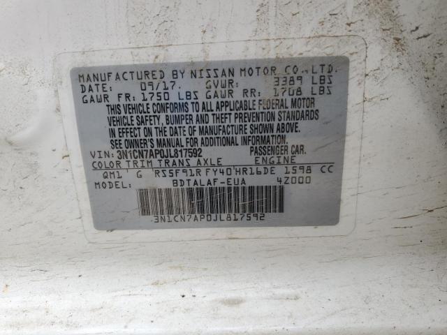 3N1CN7AP0JL817592 Nissan VERSA S
