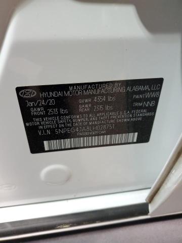 5NPEG4JA8LH028751 Hyundai SONATA SE