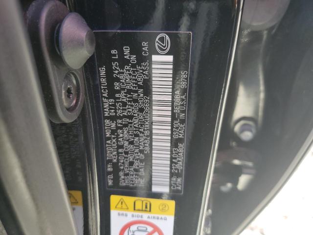58ABZ1B1XKU036692 Lexus ES 350