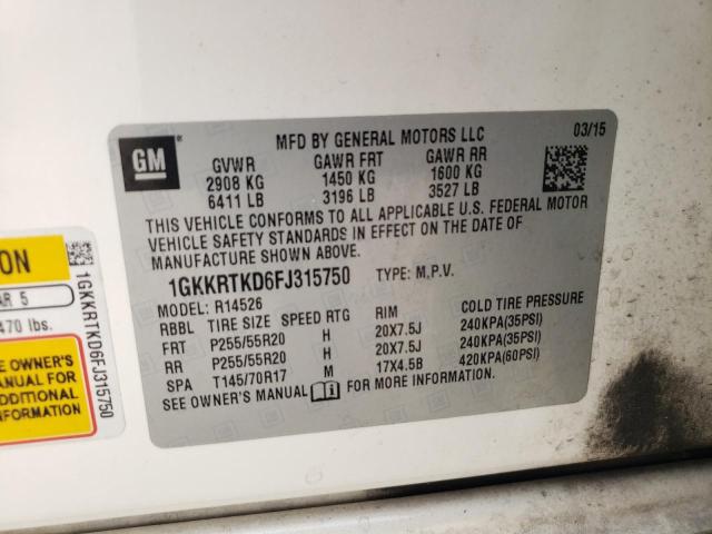 1GKKRTKD6FJ315750 GMC Acadia Denali
