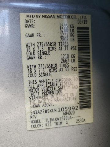 5N1AZ2BSXLN105992 Nissan MURANO SV