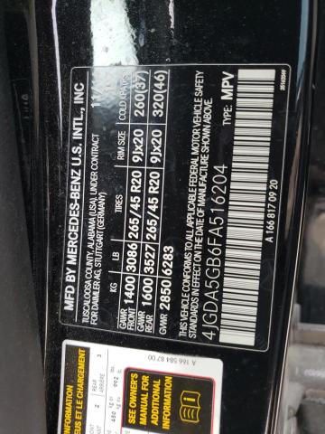 4JGDA5GB6FA516204 Mercedes-Benz Ml 400 4matic
