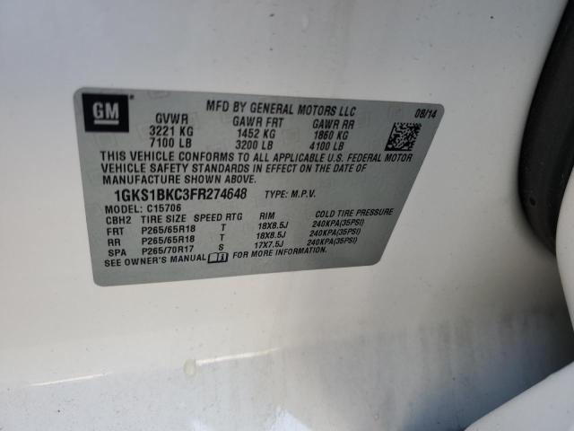 1GKS1BKC3FR274648 GMC YUKON SLT