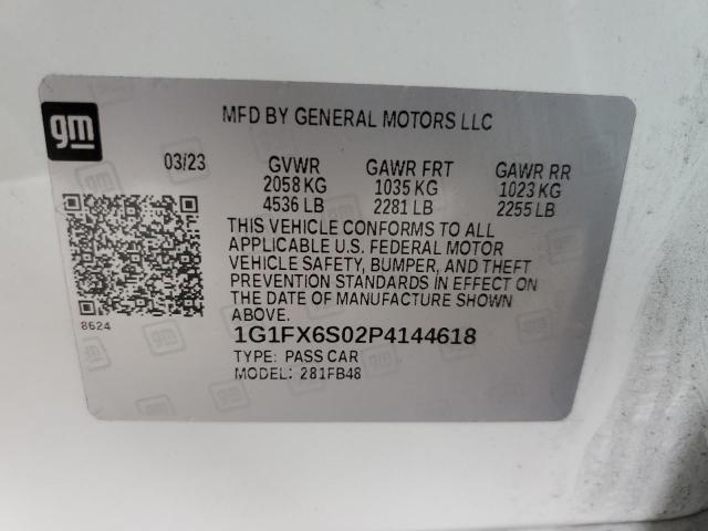1G1FX6S02P4144618 Chevrolet Bolt Ev 2lt
