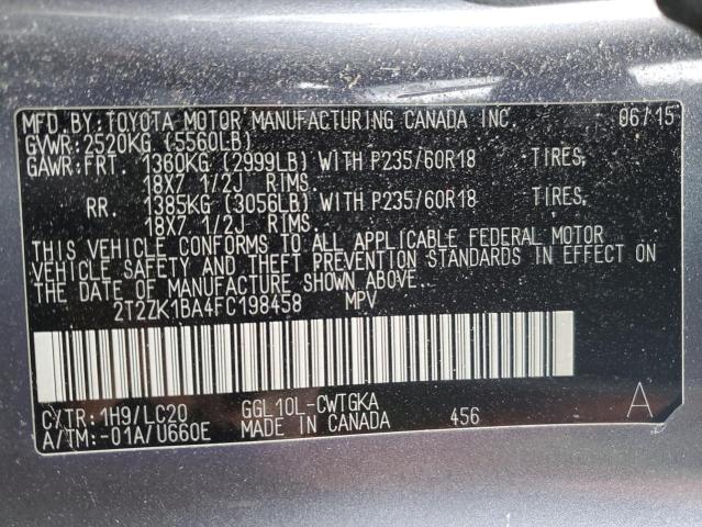 2T2ZK1BA4FC198458 Lexus RX 350