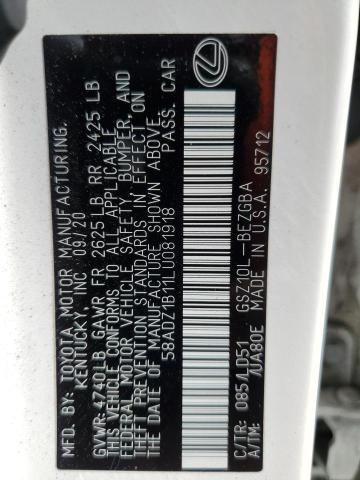 58ADZ1B11LU081918 Lexus ES 350