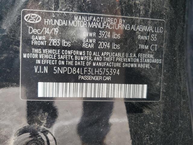 5NPD84LF3LH575394 Hyundai ELANTRA SEL