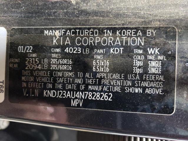 KNDJ23AU4N7828262 KIA SOUL LX