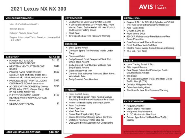 JTJDARBZ9M2180133 Lexus Nx 300 Base