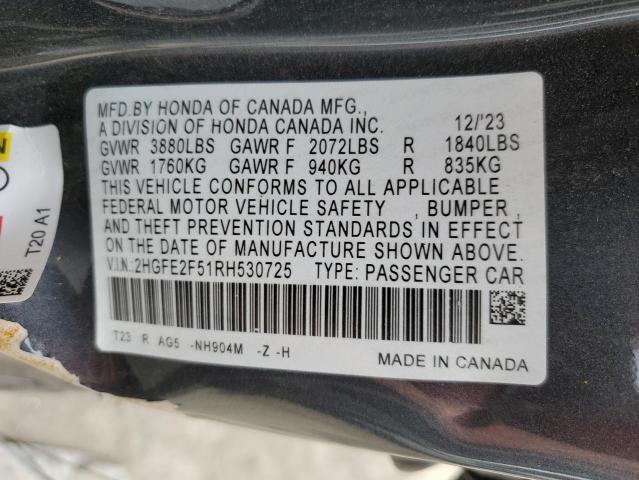 2HGFE2F51RH530725 Honda Civic Sport