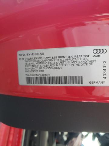 WAUY4GF55NN001316 Audi S5 Prestige