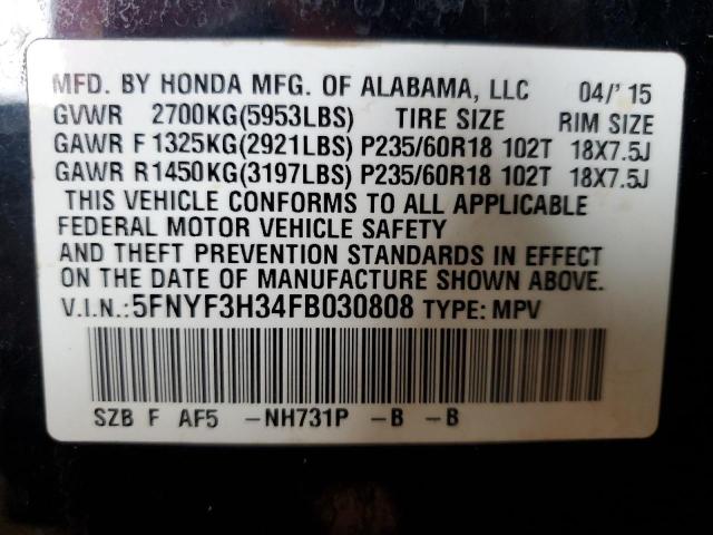 5FNYF3H34FB030808 Honda PILOT SE