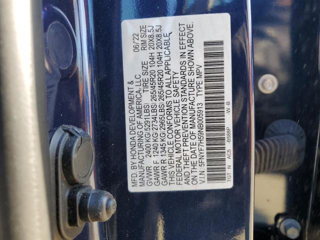 5FNYF7H59NB005913 Honda Passport Exl
