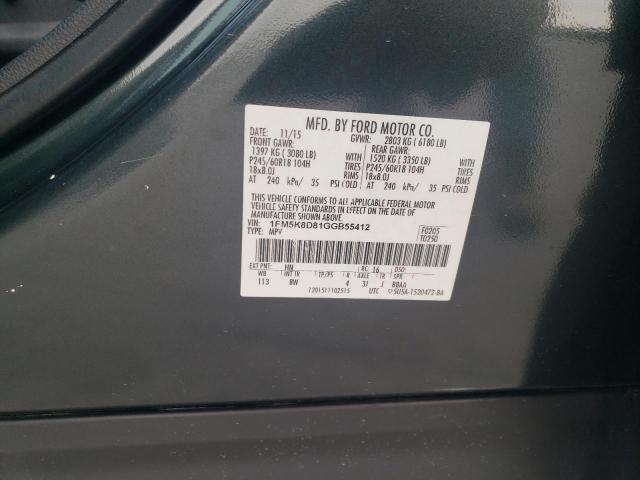 1FM5K8D81GGB55412 Ford EXPLORER XLT