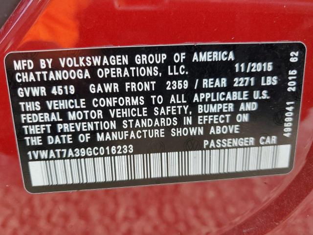 1VWAT7A39GC016233 Volkswagen PASSAT S