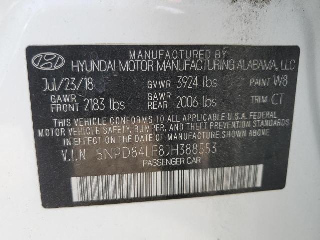 5NPD84LF8JH388553 Hyundai ELANTRA SEL