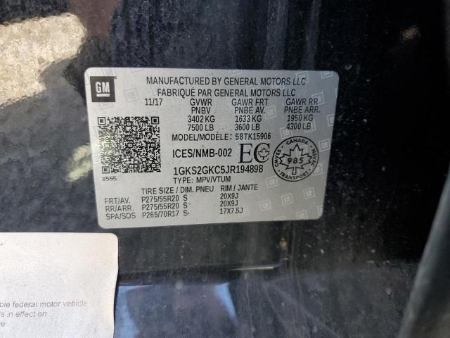 1GKS2GKC5JR194898 GMC Yukon Xl K1500 Slt