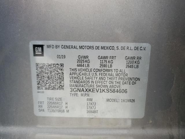 3GNAXKEV1KS584606 Chevrolet EQUINOX LT