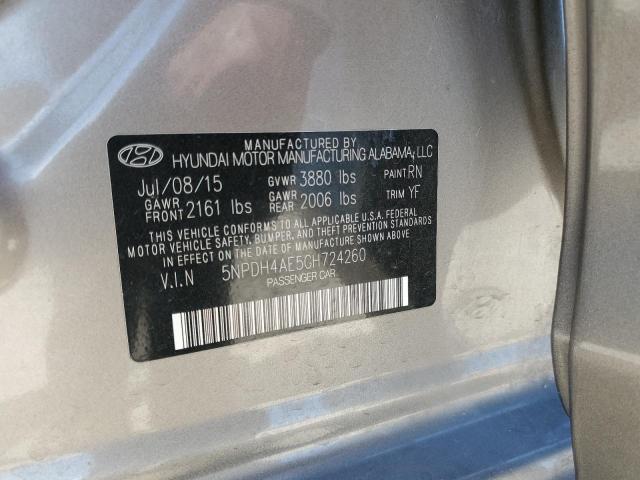 5NPDH4AE5GH724260 Hyundai ELANTRA SE
