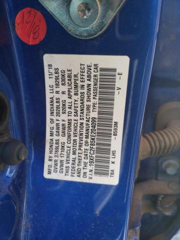 19XFC2F85KE204099 Honda Civic Sport