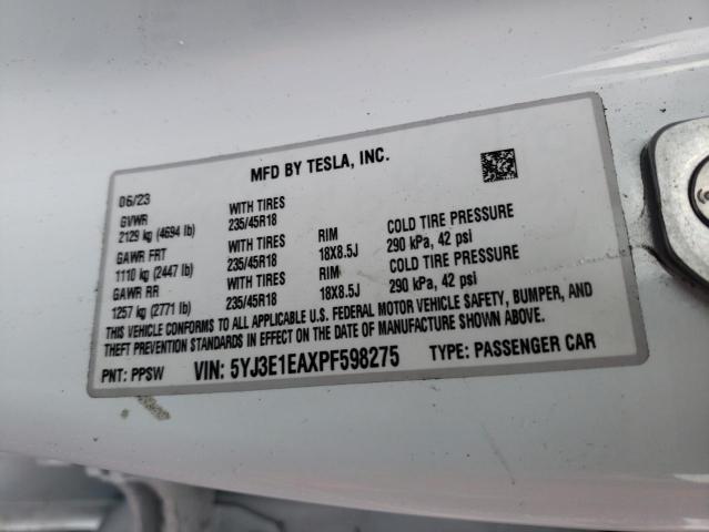 5YJ3E1EAXPF598275 Tesla MODEL 3