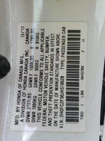 2HGFC2F56JH518628 Honda Civic Lx