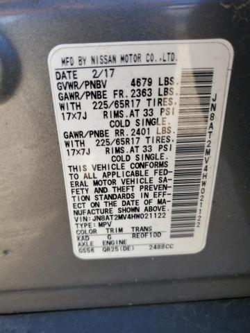 JN8AT2MV4HW021122 Nissan ROGUE S