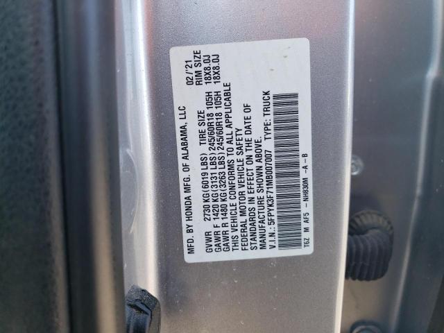 5FPYK3F71MB007007 Honda Ridgeline Rtl