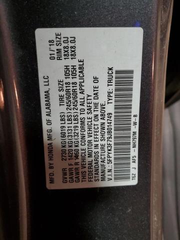 5FPYK3F79JB014749 Honda Ridgeline Rtl
