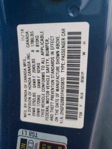 2HGFG3B81FH505870 Honda CIVIC EX
