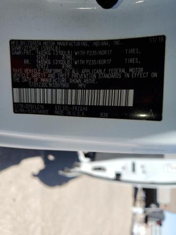 5TDYZ3DC1KS991966 Toyota SIENNA XLE