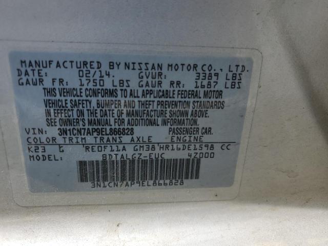 3N1CN7AP9EL866828 Nissan VERSA S