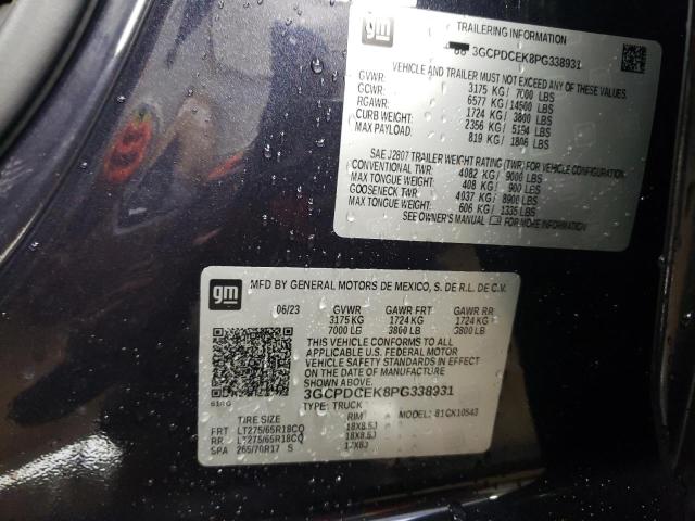3GCPDCEK8PG338931 Chevrolet Silverado K1500 Trail Boss Custom
