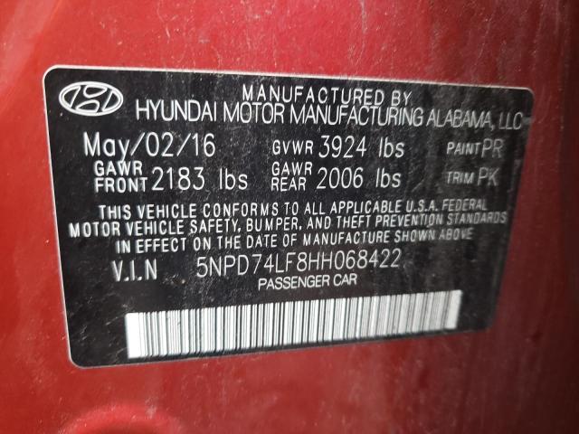 5NPD74LF8HH068422 Hyundai ELANTRA SE