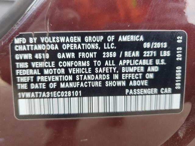 1VWAT7A31EC028101 Volkswagen PASSAT S
