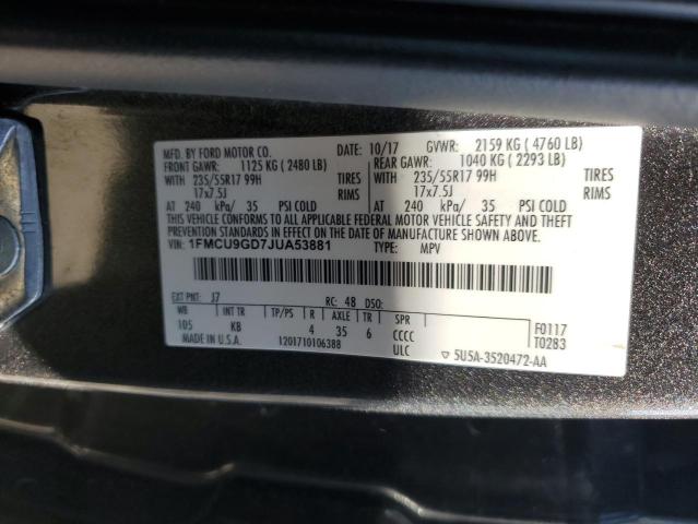 1FMCU9GD7JUA53881 Ford ESCAPE SE