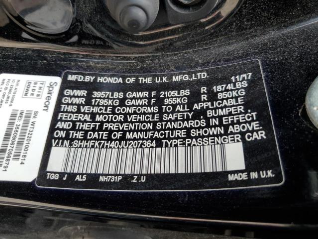 SHHFK7H40JU207364 Honda Civic Sport