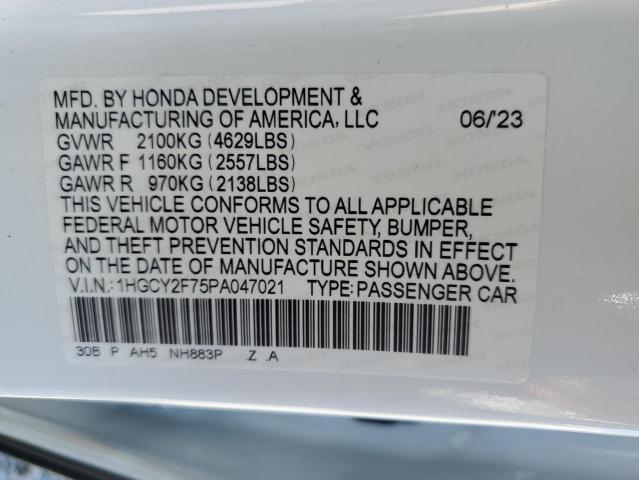 1HGCY2F75PA047021 Honda Accord Hybrid Sport-l