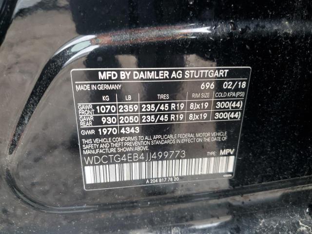 WDCTG4EB4JJ499773 Mercedes-Benz GLA 250