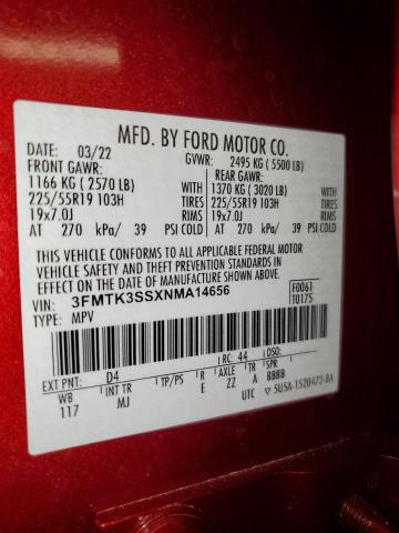 3FMTK3SSXNMA14656 Ford Mustang Mach-e Premium