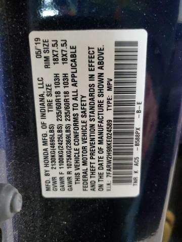 7FARW2H98KE024589 Honda Cr-v Touring