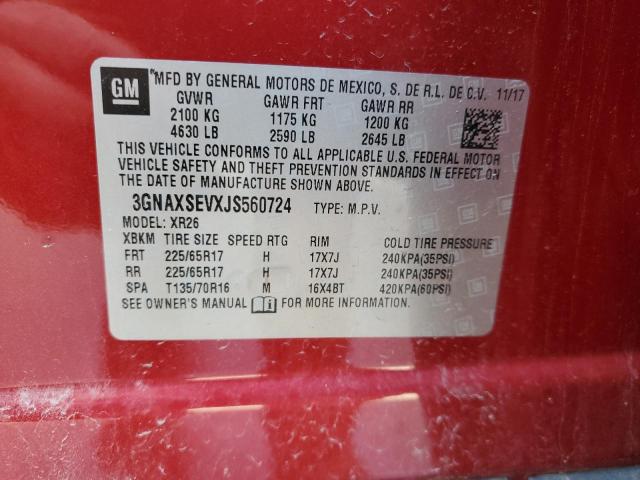 3GNAXSEVXJS560724 Chevrolet EQUINOX LT