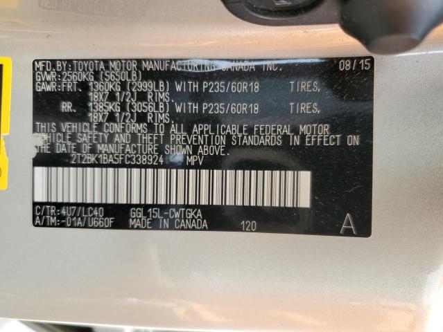 2T2BK1BA5FC338924 Lexus RX 350 BAS