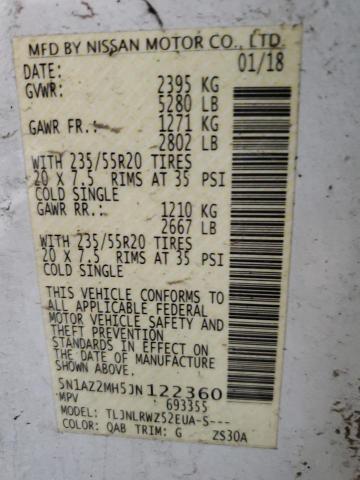 5N1AZ2MH5JN122360 Nissan MURANO S