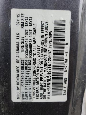 5FNRL5H97FB125957 Honda Odyssey Touring