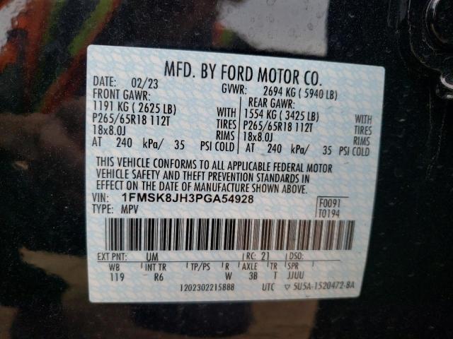 1FMSK8JH3PGA54928 Ford Explorer Timberline