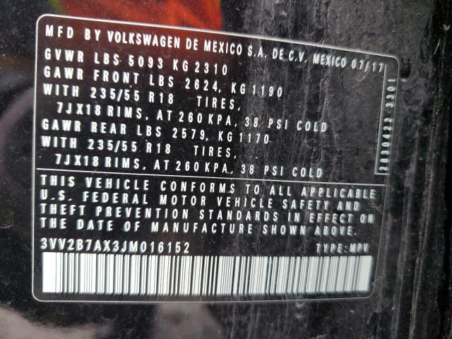 3VV2B7AX3JM016152 Volkswagen TIGUAN SE