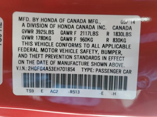 2HGFG4A53EH701854 Honda CIVIC SI