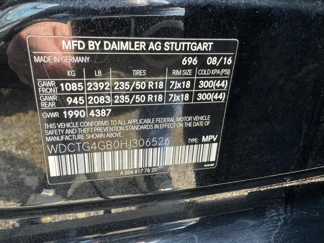 WDCTG4GB0HJ306526 Mercedes-Benz Gla 250 4matic